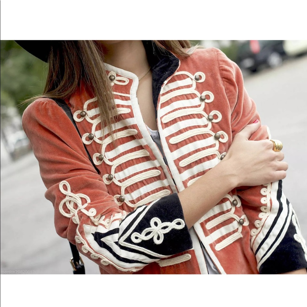 RARE Zara Velvet Military Band Blazer Jacket Coat - Picture 2 of 8